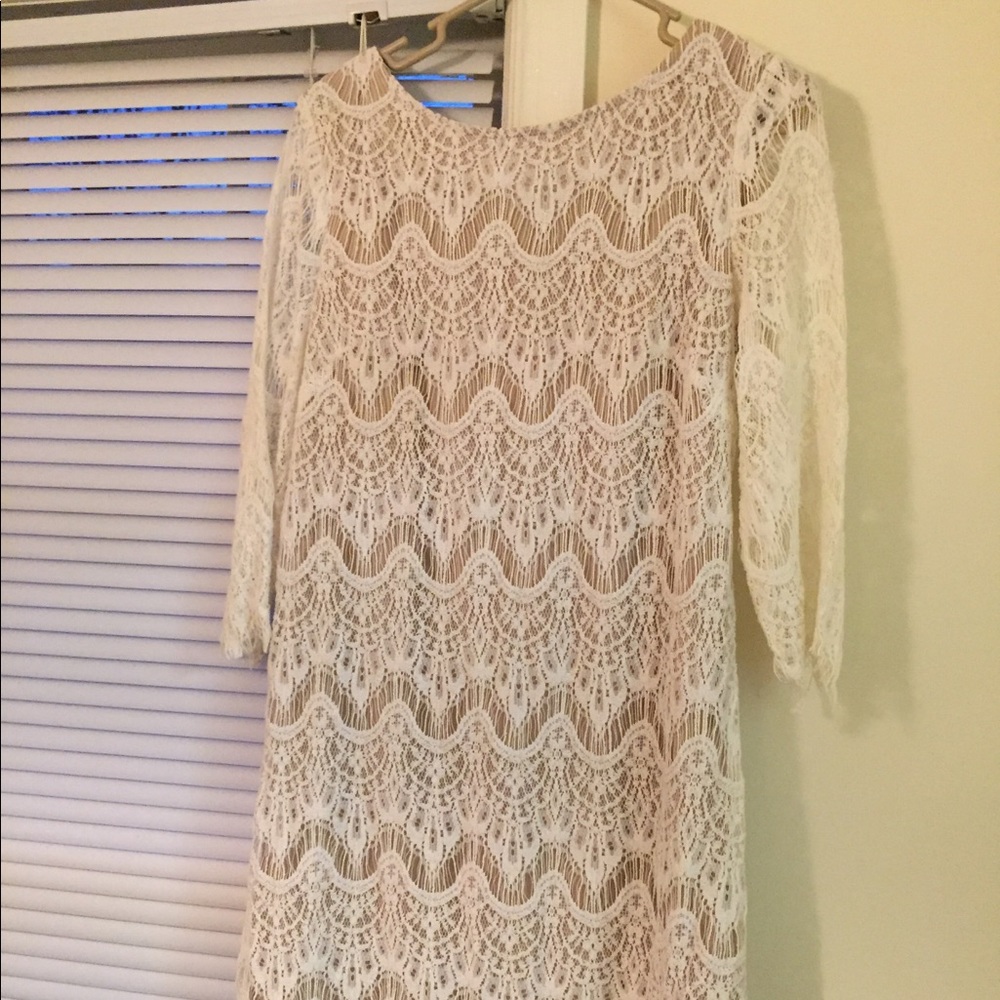 Off white, beige and lace dress